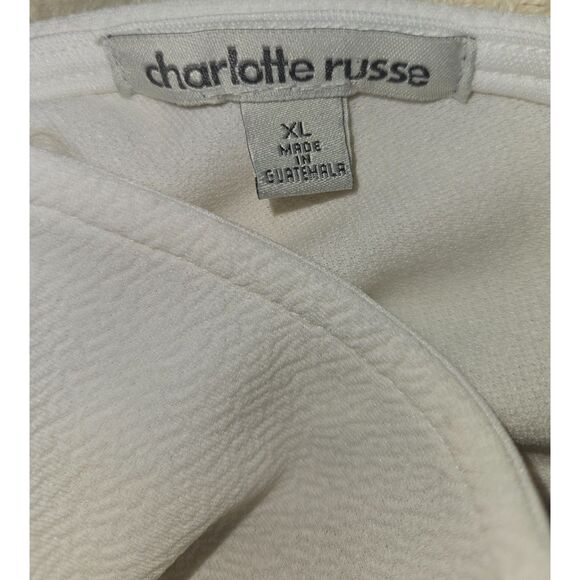 Charlotte Russe White Peplum Dress w/ Lace Front Detail – Size XL - Picture 3 of 3